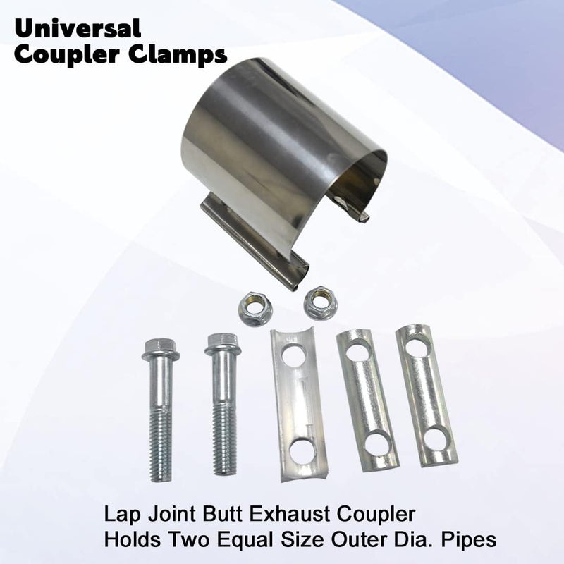 eLifecenter 3 inch Exhaust Clamps, ID 3" Exhaust Lap Joint Butt Clamps, T304 Stainless Steel Band Clamp w/High Grade Bolts (2 Pieces) - Image 5